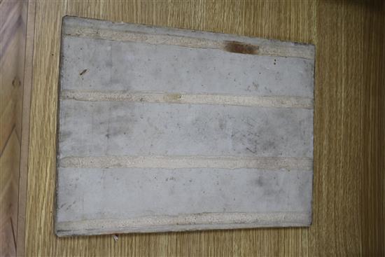 A Chinese blue and white large rectangular tile, 34.5 x 25.5cm